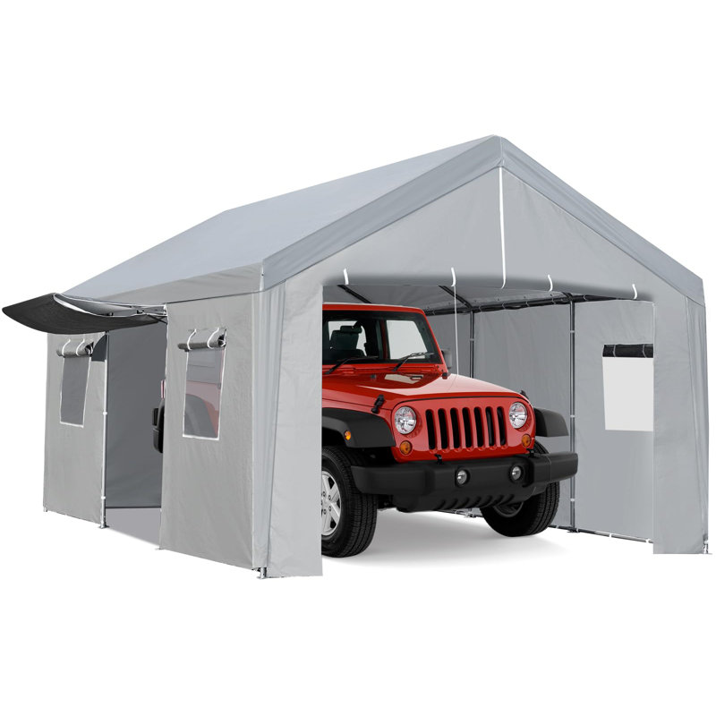Zstar 13 20 Ft Heavy Duty Carport With Roll up Ventilated Windows Portable Garage With Removable Sidewalls Doors For Car Truck Boat Car Canopy With All season Tarp Wayfair Canada